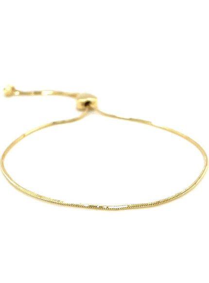 14k Yellow Gold Adjustable Lariat Style Heart Motif Bracelet - Ellie Belle