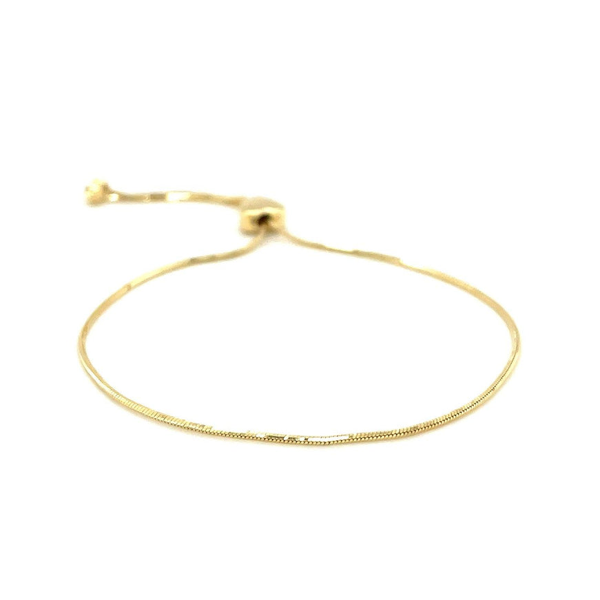 14k Yellow Gold Adjustable Lariat Style Heart Motif Bracelet - Ellie Belle