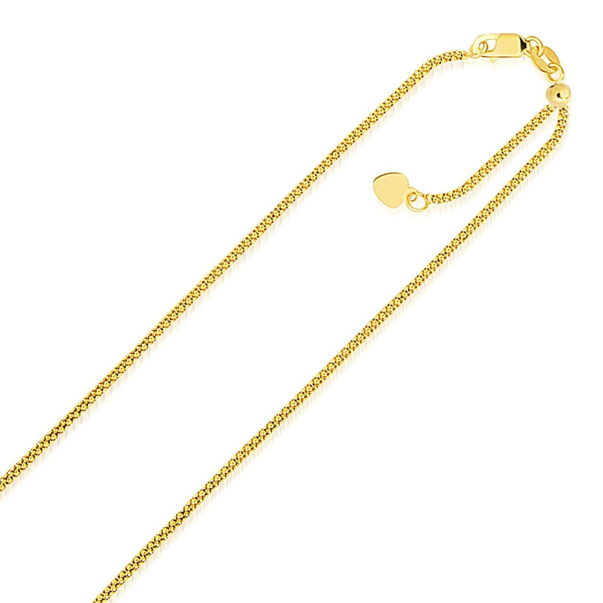 14k Yellow Gold Adjustable Popcorn Chain 1.3mm - Ellie Belle