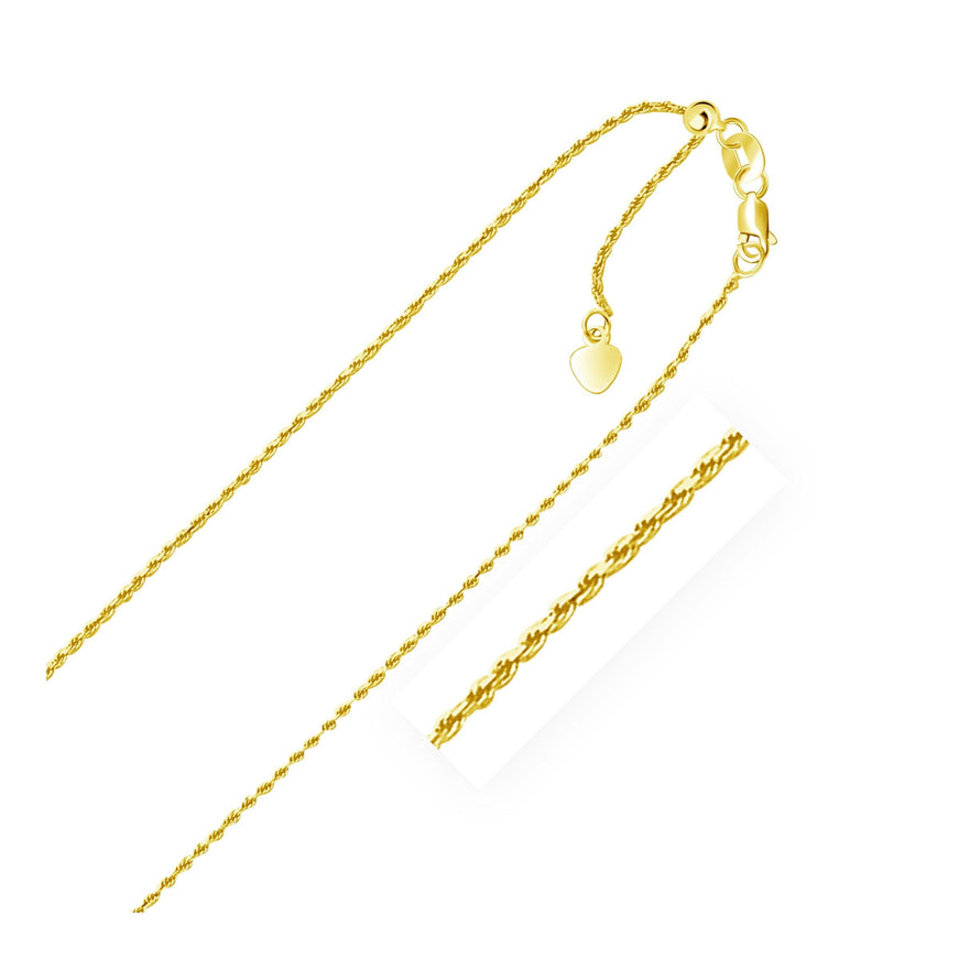 14k Yellow Gold Adjustable Rope Chain 1.0mm - Ellie Belle