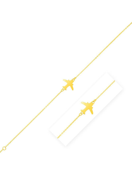 14K Yellow Gold Airplane Bracelet - Ellie Belle