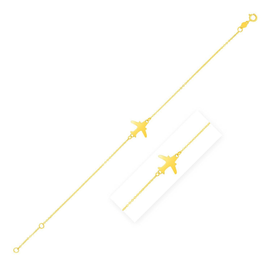 14K Yellow Gold Airplane Bracelet - Ellie Belle