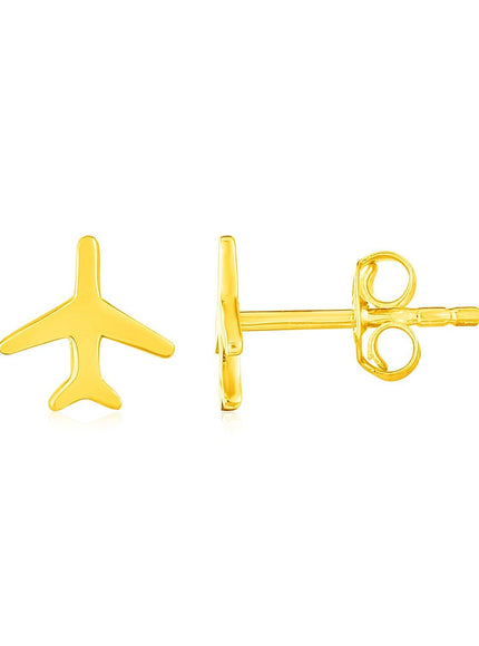 14K Yellow Gold Airplane Earrings - Ellie Belle