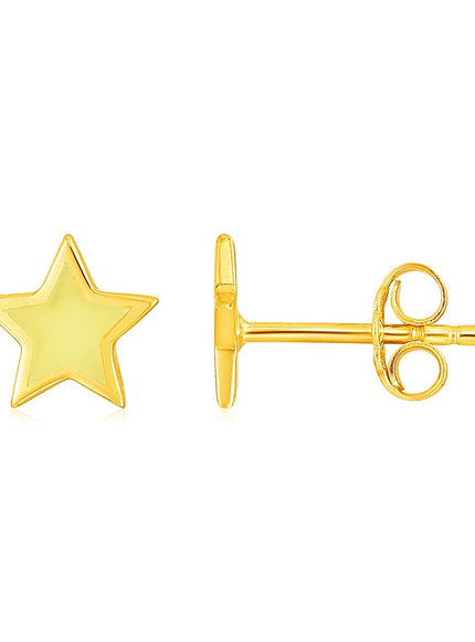 14k Yellow Gold and Enamel Yellow Star Stud Earrings - Ellie Belle