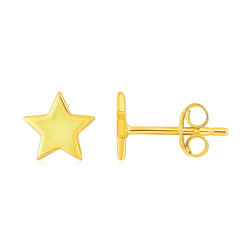 14k Yellow Gold and Enamel Yellow Star Stud Earrings - Ellie Belle