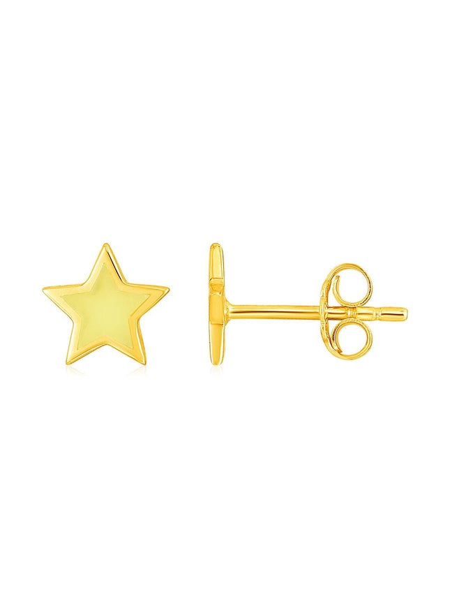 14k Yellow Gold and Enamel Yellow Star Stud Earrings - Ellie Belle
