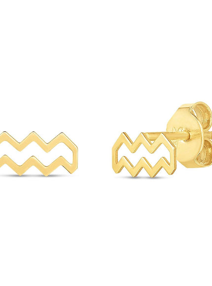 14K Yellow Gold Aquarius Stud Earrings - Ellie Belle