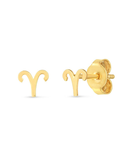 14K Yellow Gold Aries Stud Earrings - Ellie Belle