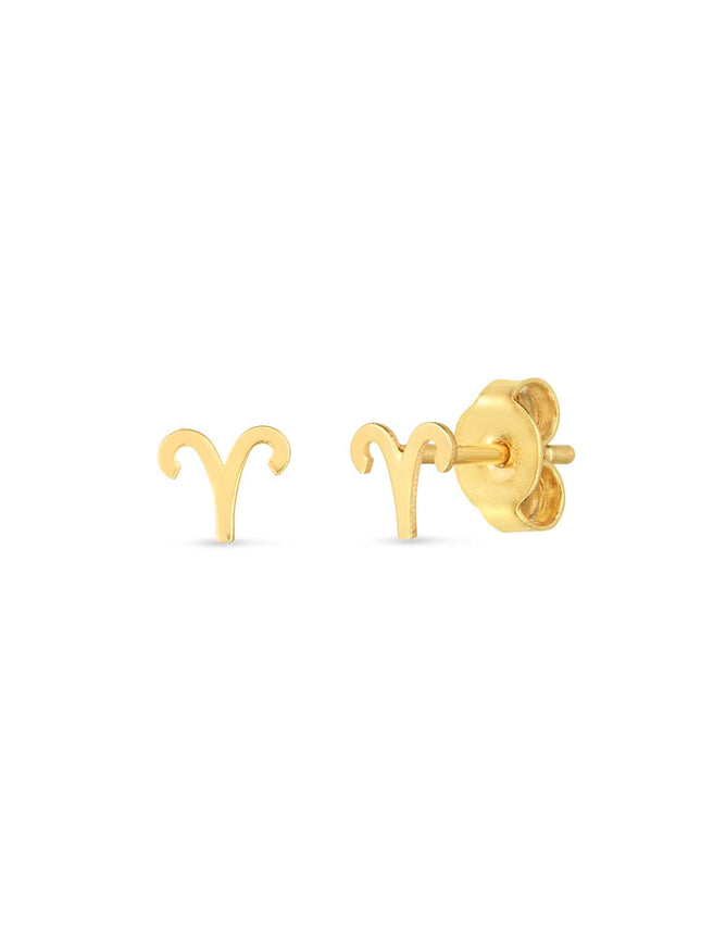 14K Yellow Gold Aries Stud Earrings - Ellie Belle