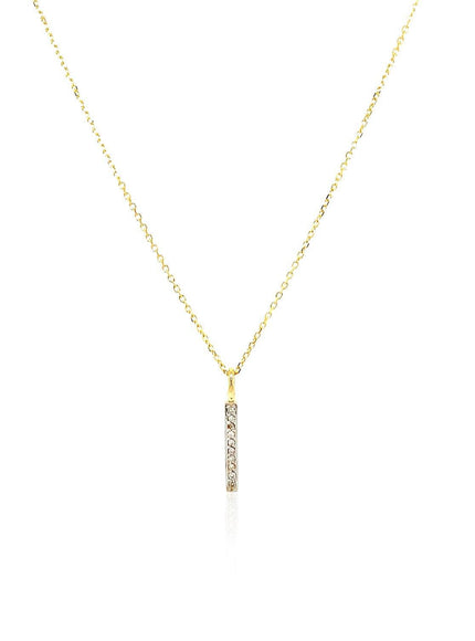 14k Yellow Gold Bar Pendant with Diamonds - Ellie Belle