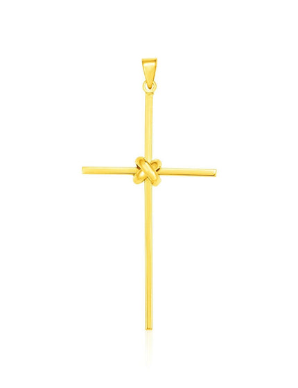 14k Yellow Gold Bar Style Cross Pendant - Ellie Belle