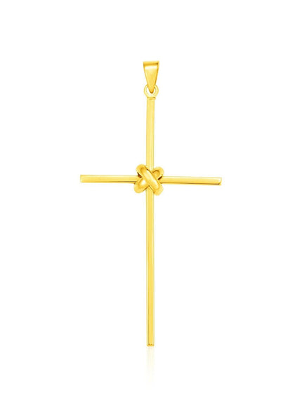 14k Yellow Gold Bar Style Cross Pendant - Ellie Belle