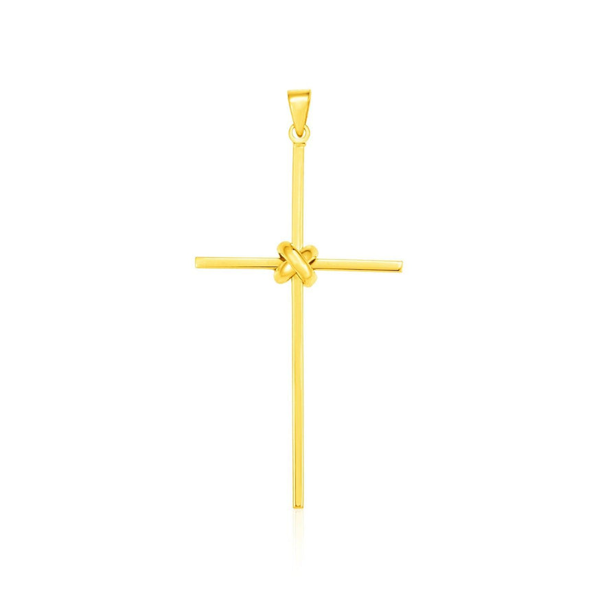 14k Yellow Gold Bar Style Cross Pendant - Ellie Belle