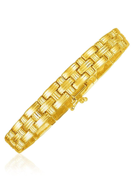 14k Yellow Gold Basket Weave Bracelet - Ellie Belle