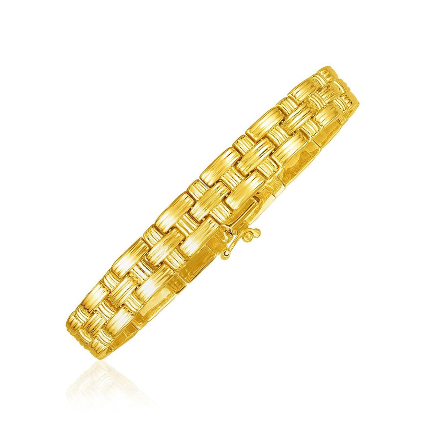 14k Yellow Gold Basket Weave Bracelet - Ellie Belle