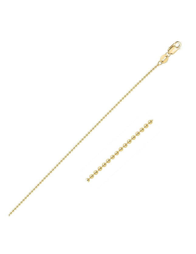 14k Yellow Gold Bead Chain 1.0mm - Ellie Belle