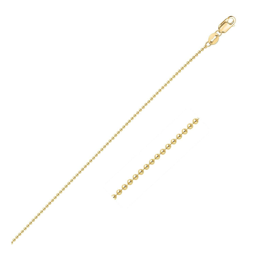 14k Yellow Gold Bead Chain 1.0mm - Ellie Belle