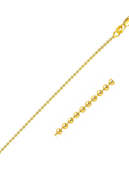 14k Yellow Gold Bead Chain 1.5mm - Ellie Belle