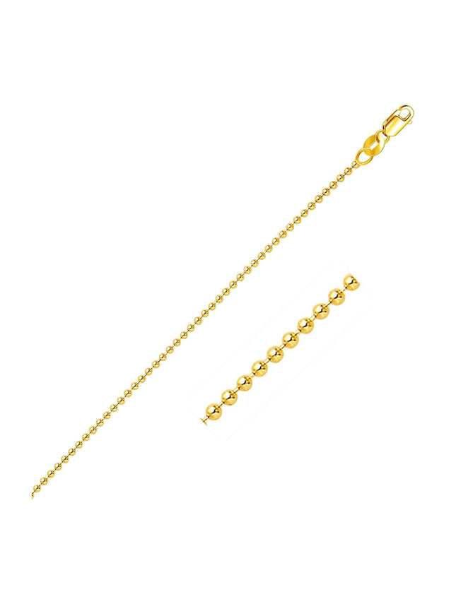 14k Yellow Gold Bead Chain 1.5mm - Ellie Belle