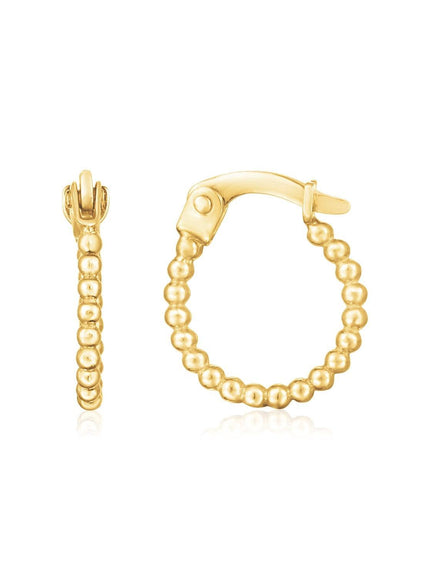 14K Yellow Gold Bead Hinged Hoop Earrings - Ellie Belle