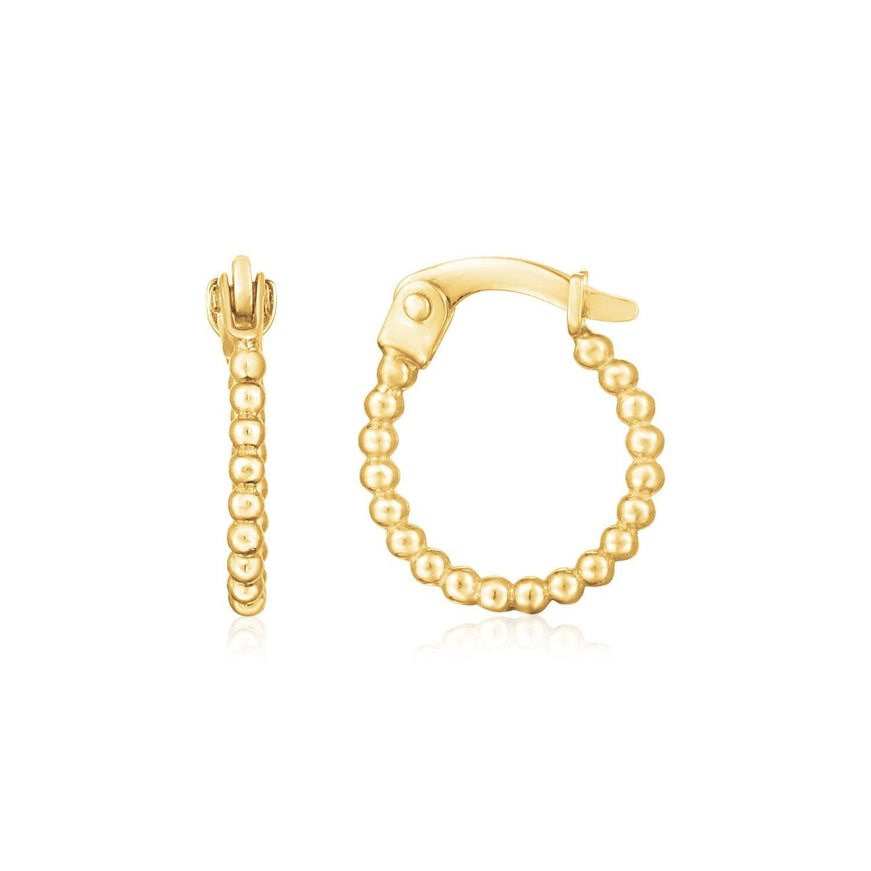 14K Yellow Gold Bead Hinged Hoop Earrings - Ellie Belle