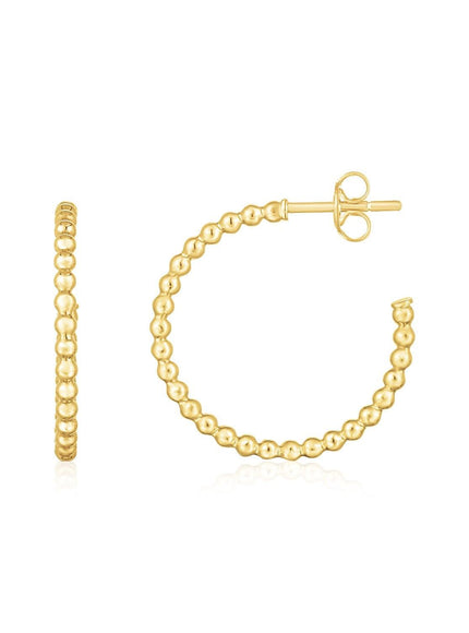 14K Yellow Gold Bead Hoop Earrings - Ellie Belle