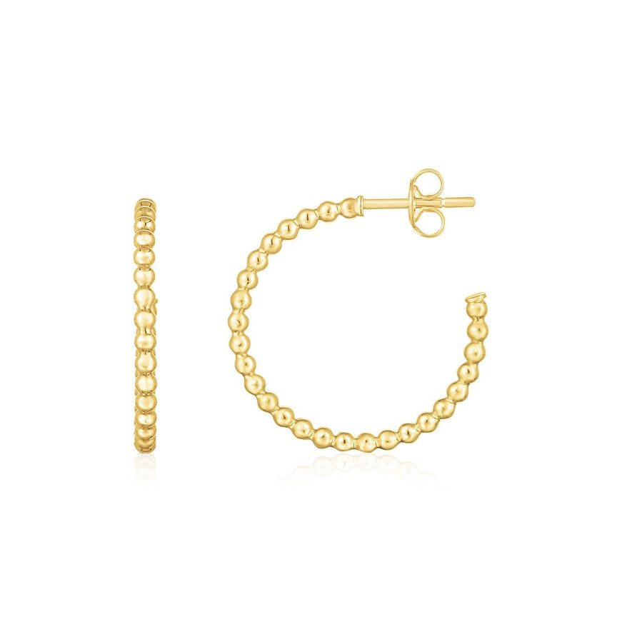 14K Yellow Gold Bead Hoop Earrings - Ellie Belle