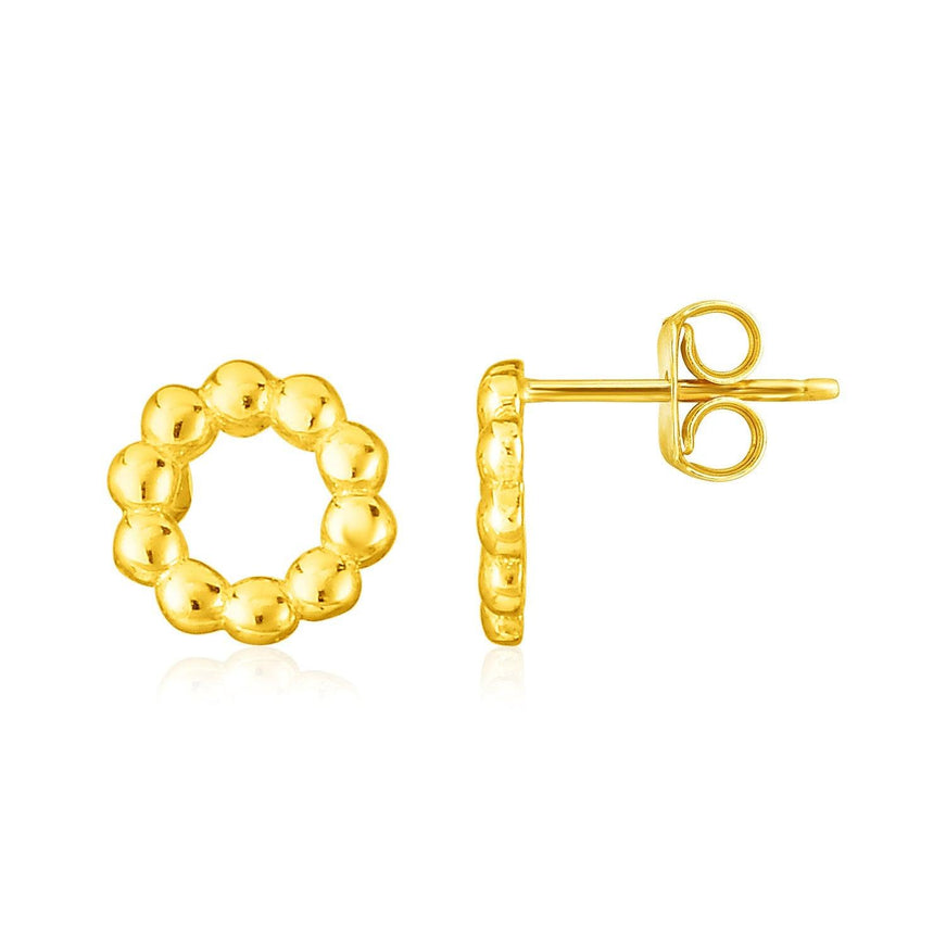 14K Yellow Gold Beaded Circle Earrings - Ellie Belle