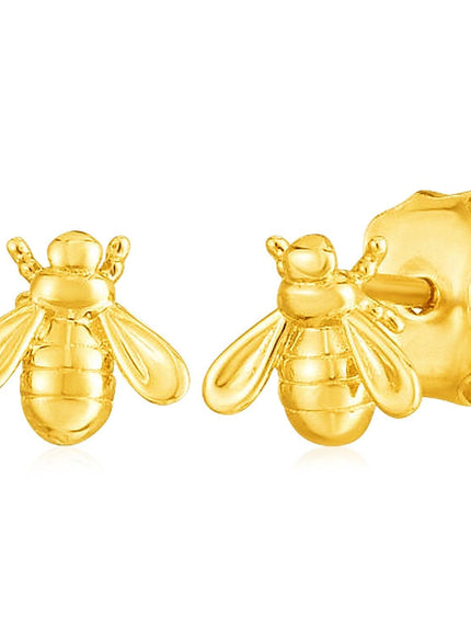 14k Yellow Gold Bee Stud Earrings - Ellie Belle