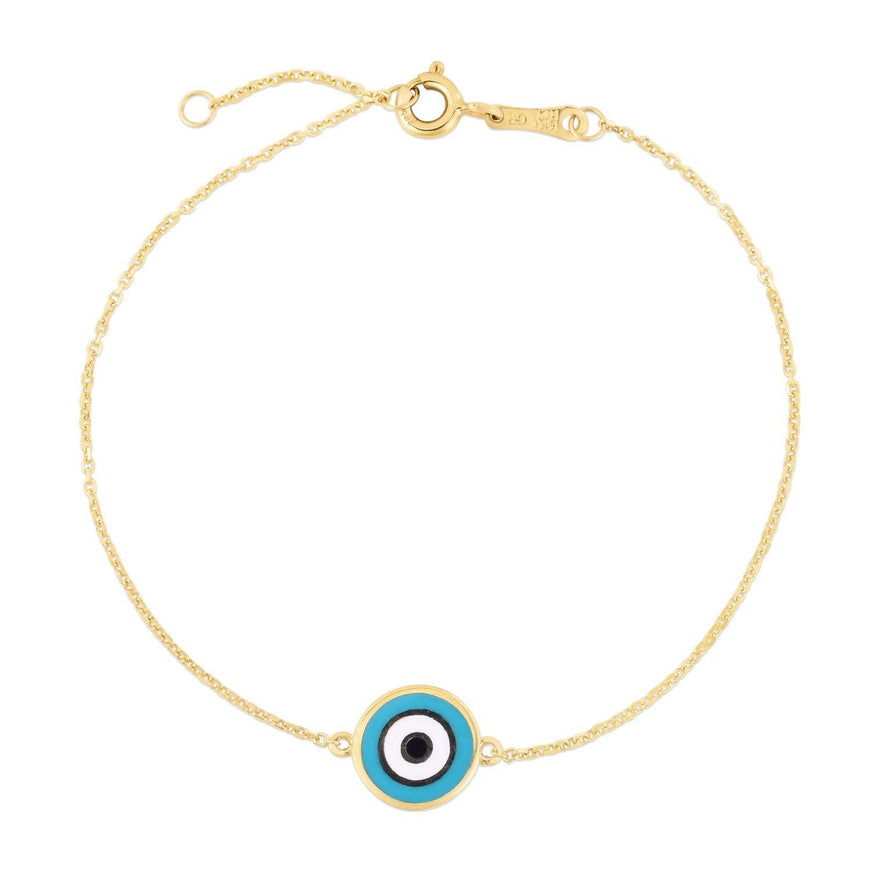 14k Yellow Gold Blue Evil Eye Bracelet - Ellie Belle