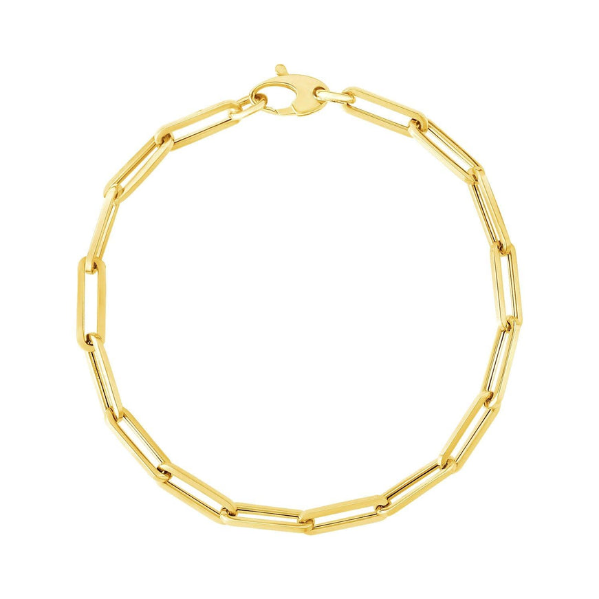 14K Yellow Gold Bold Paperclip Chain Bracelet - Ellie Belle