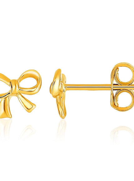 14k Yellow Gold Bow Style Post Earrings - Ellie Belle