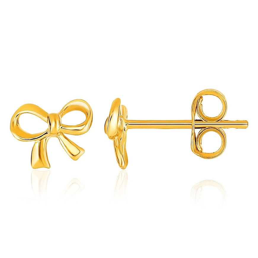 14k Yellow Gold Bow Style Post Earrings - Ellie Belle