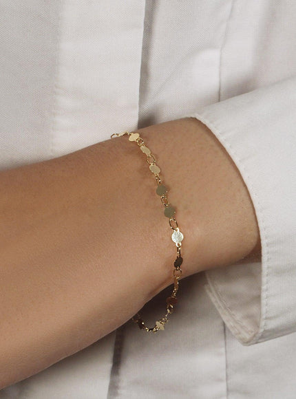 14k Yellow Gold Bracelet with Polished Circles - Ellie Belle