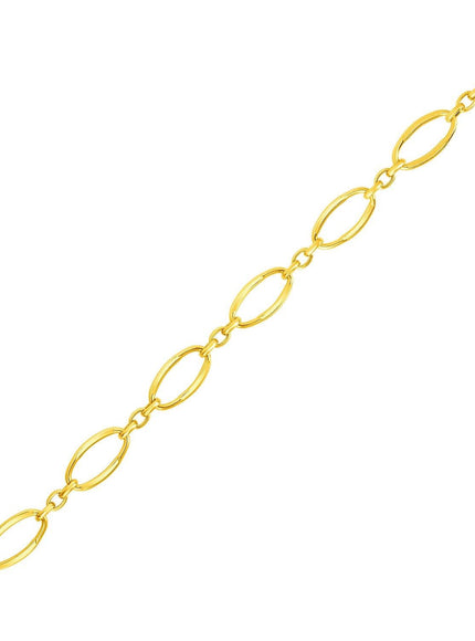 14k Yellow Gold Bracelet with Polished Oval Links - Ellie Belle