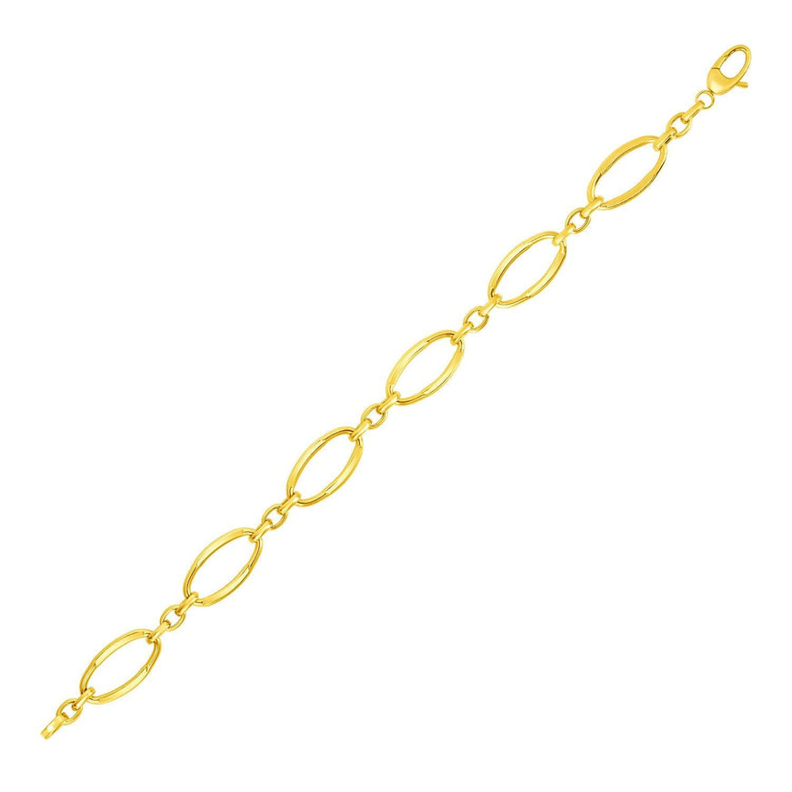 14k Yellow Gold Bracelet with Polished Oval Links - Ellie Belle