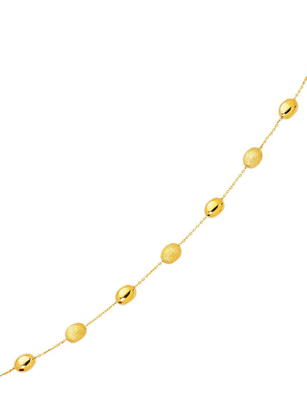 14k Yellow Gold Bracelet with Textured and Polished Pebble Stations - Ellie Belle