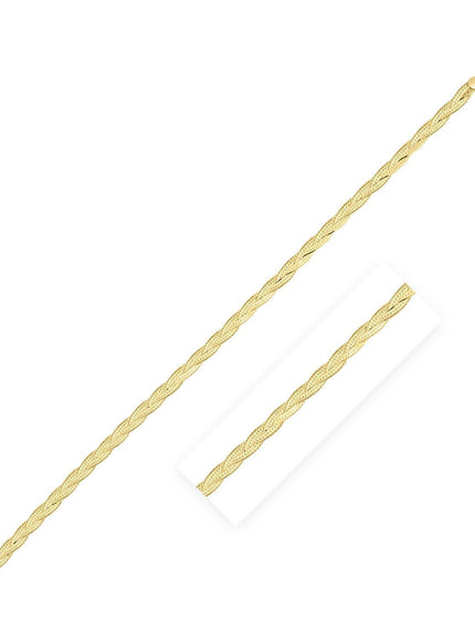 14k Yellow Gold Braided Herringbone Bracelet - Ellie Belle