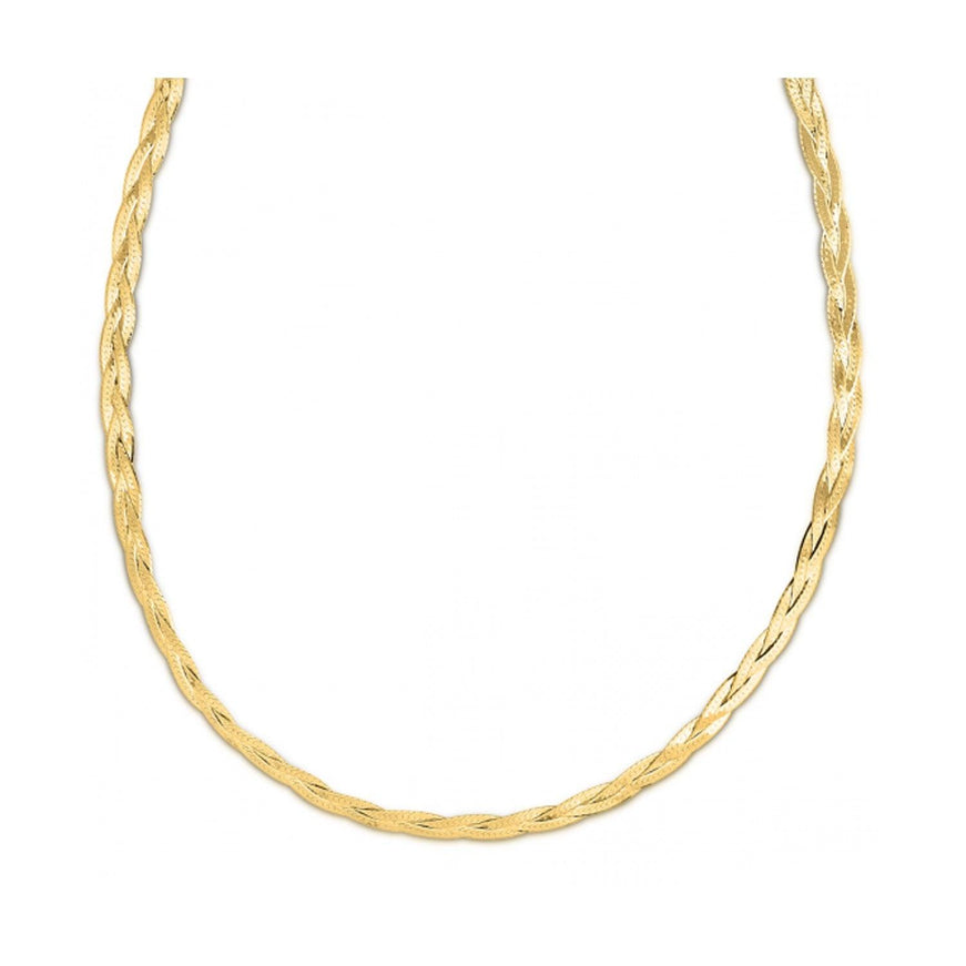 14k Yellow Gold Braided Herringbone Chain (3.2mm) - Ellie Belle