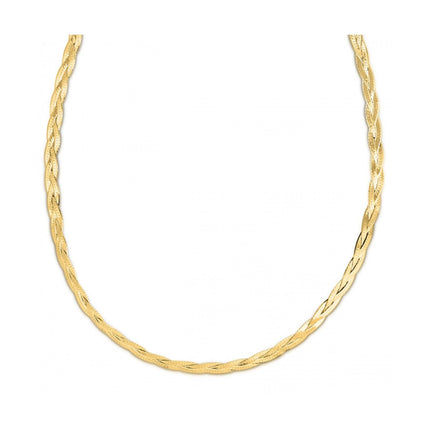 14k Yellow Gold Braided Herringbone Chain (3.2mm) - Ellie Belle