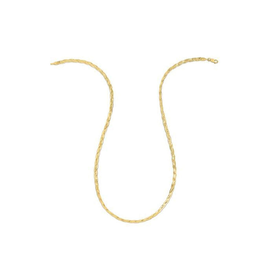 14k Yellow Gold Braided Herringbone Chain (3.2mm) - Ellie Belle