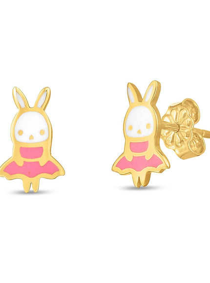 14k Yellow Gold Bunny Studs - Ellie Belle