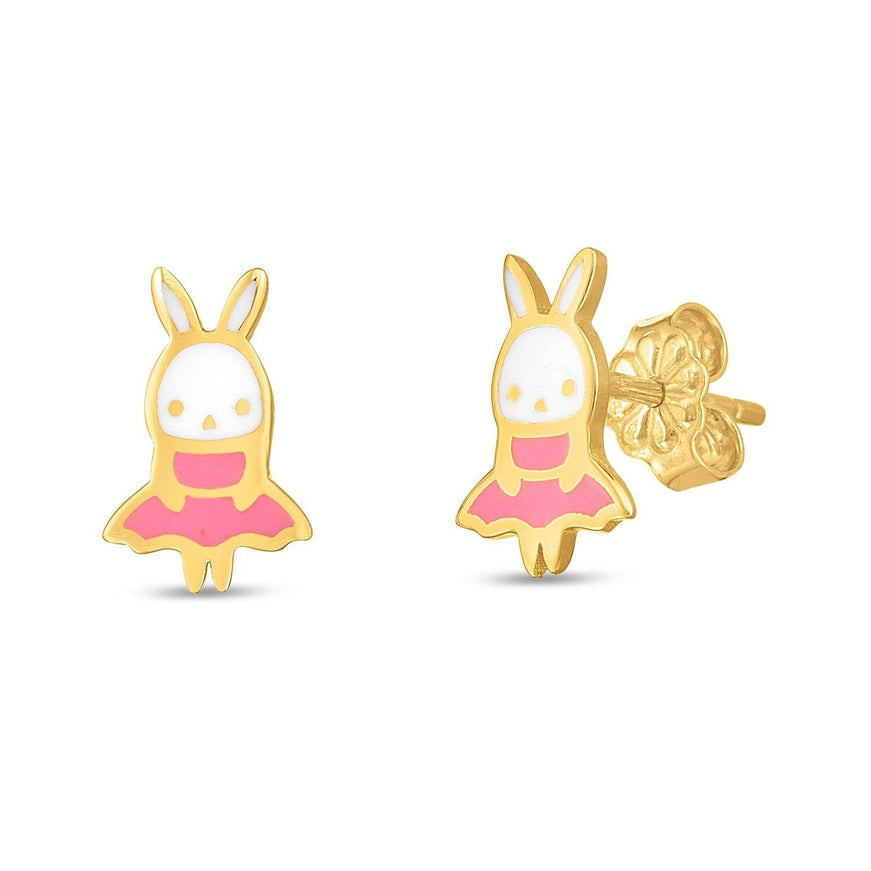 14k Yellow Gold Bunny Studs - Ellie Belle