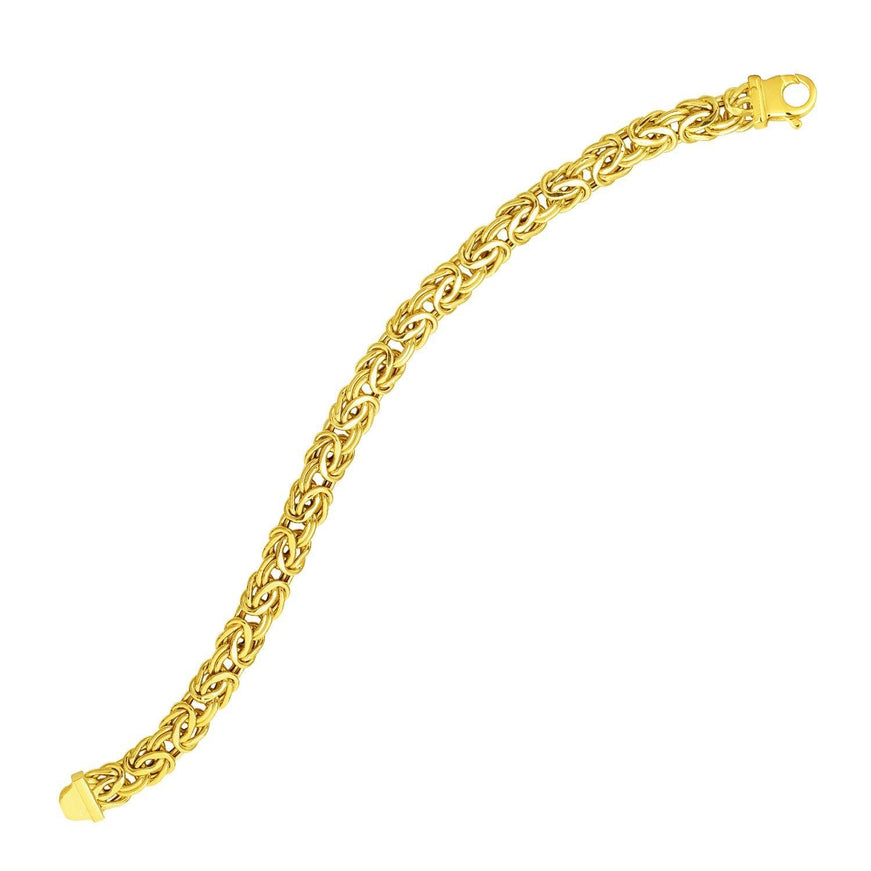 14k Yellow Gold Byzantine Link Stylish Bracelet - Ellie Belle