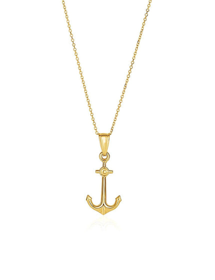 14k Yellow Gold Cable Chain with Anchor Pendant - Ellie Belle