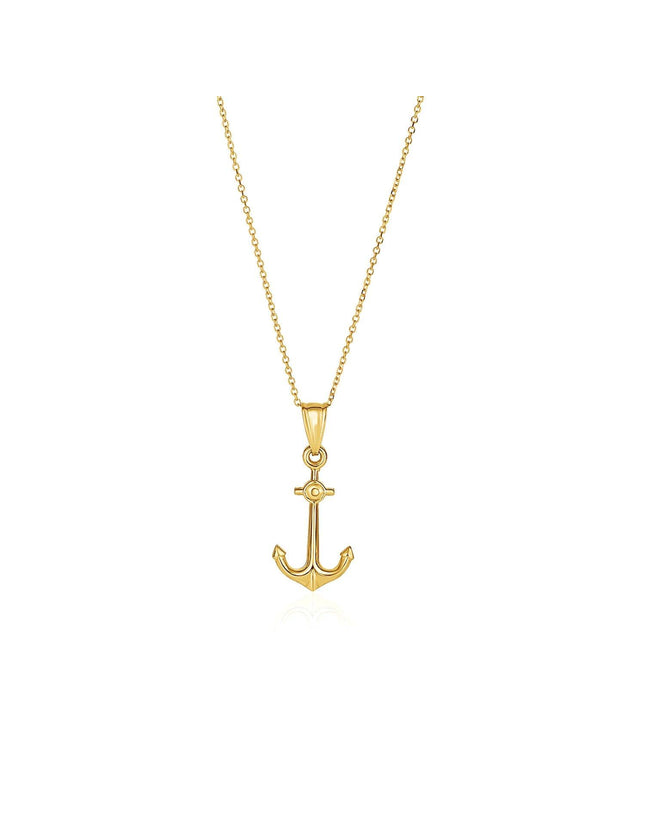 14k Yellow Gold Cable Chain with Anchor Pendant - Ellie Belle