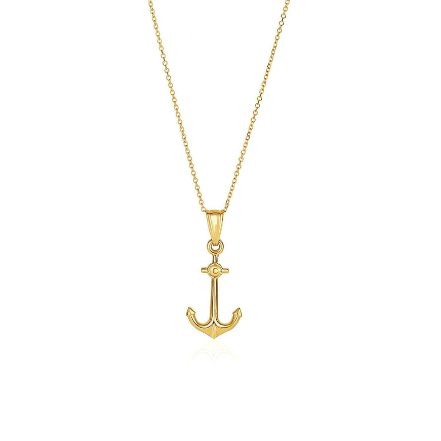 14k Yellow Gold Cable Chain with Anchor Pendant - Ellie Belle