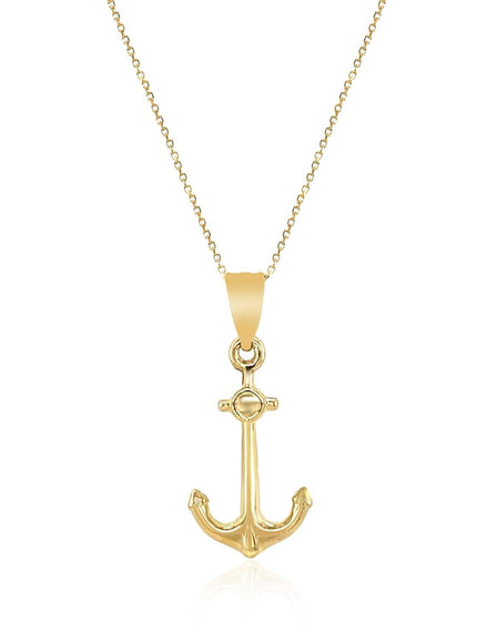 14k Yellow Gold Cable Chain with Anchor Pendant - Ellie Belle