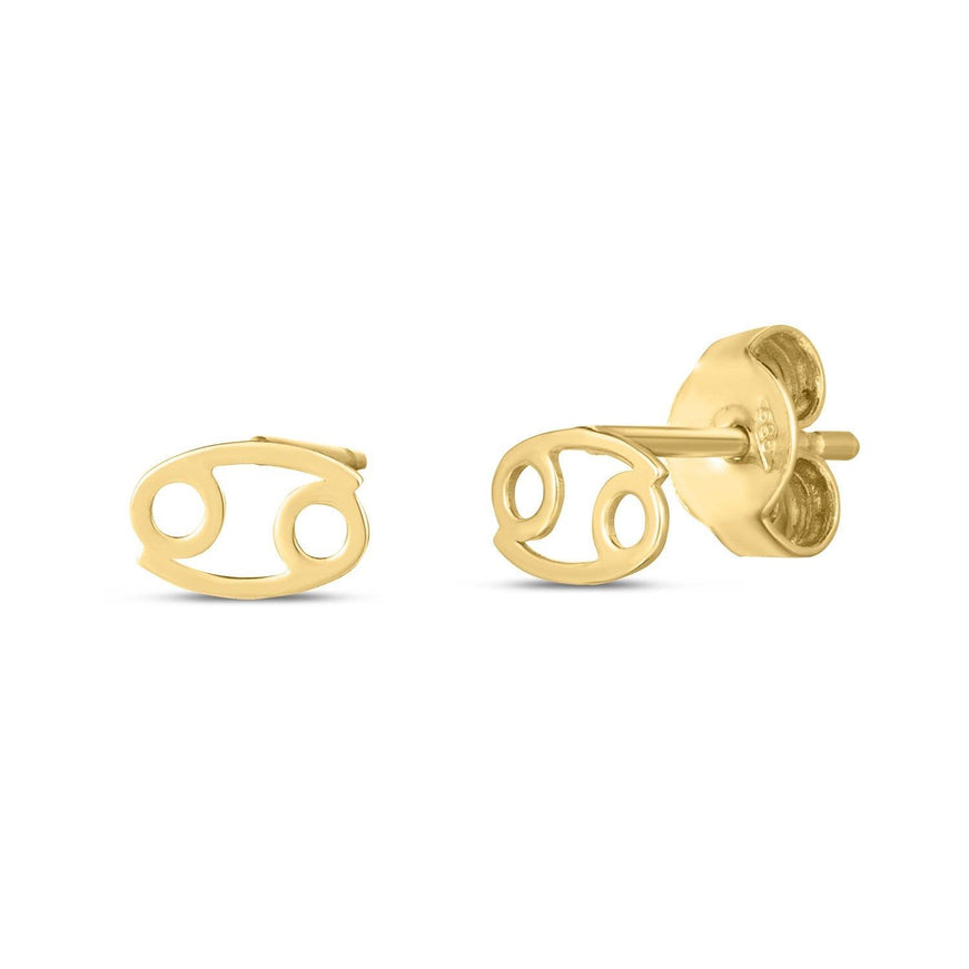 14k Yellow Gold Cancer Stud Earrings - Ellie Belle