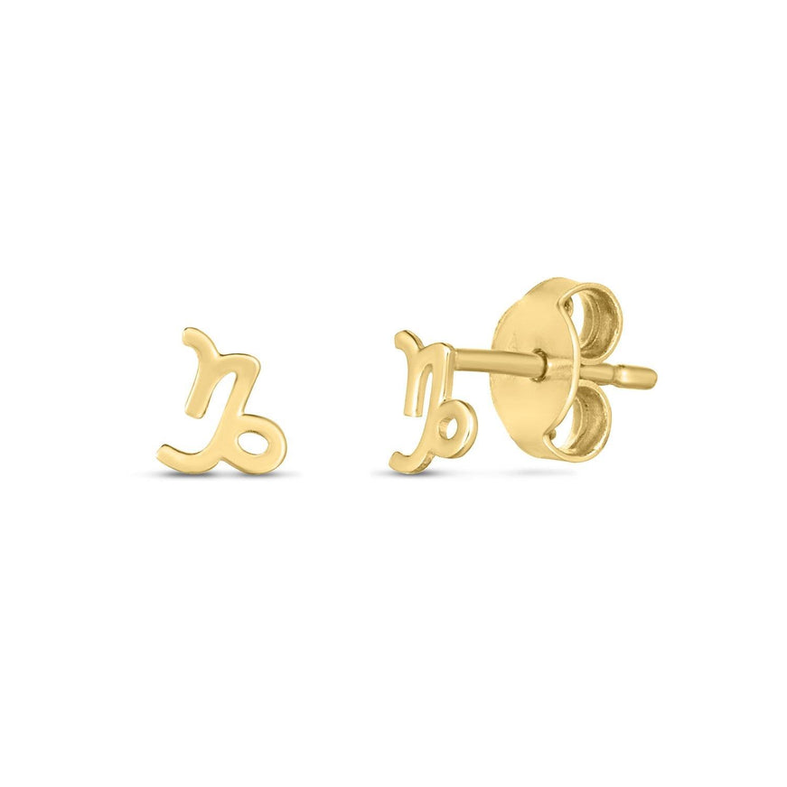 14k Yellow Gold Capricorn Stud Earrings - Ellie Belle